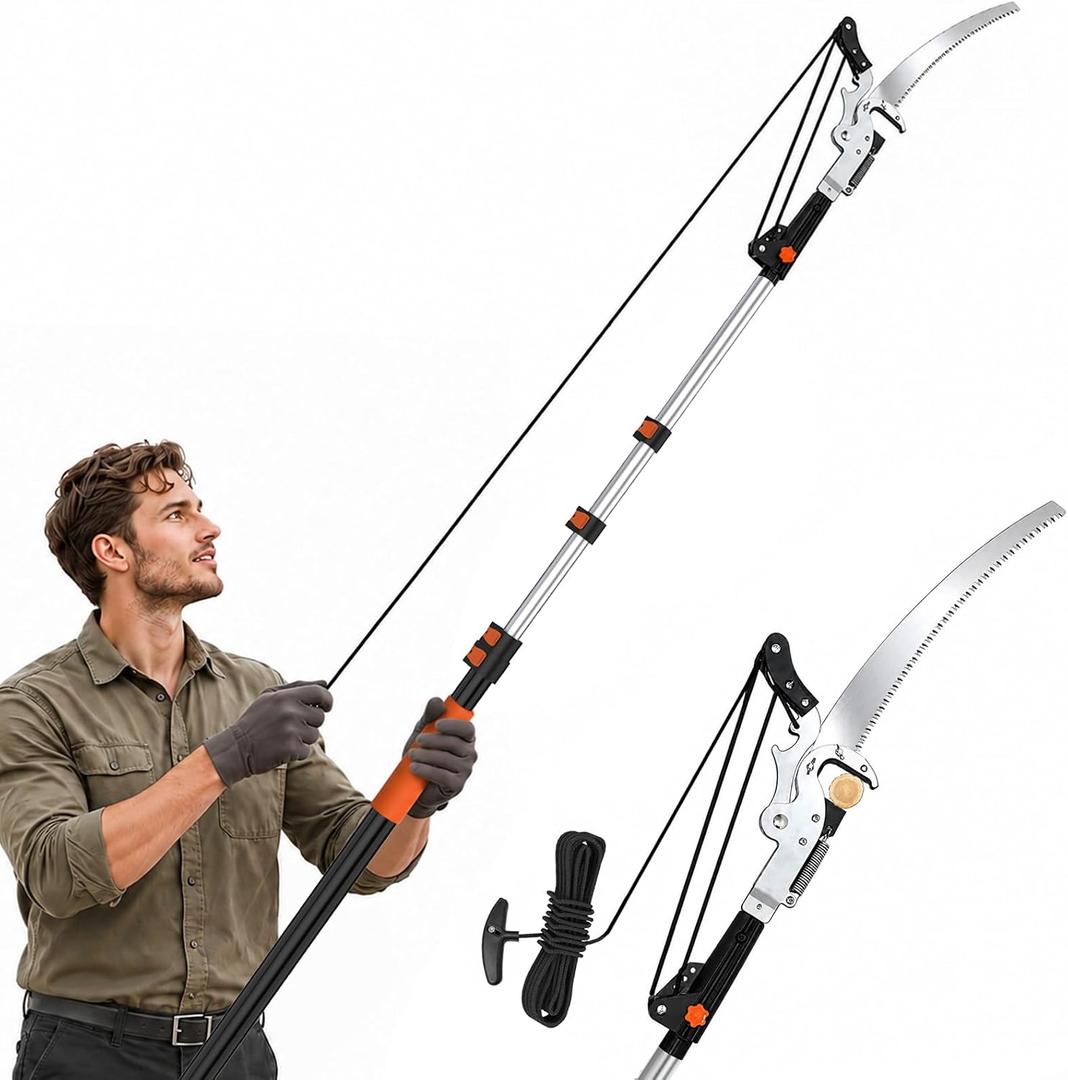 SISUPASSIE Upgraded Tree Trimmer, 26FT Heavy-Duty Pole Saw with High-Leverage Pulley Design, Extendable Tree Pruner for Yard, Garden, Patios