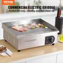 VEVOR Commercial Electric Griddle, 22", 1600W Countertop Flat Top Griddle, Stainless Steel Teppanyaki Grill w/Iron Cooking Plate, 122-572 Adjustable Temp Control 2 Shovels & Brushes, 110V