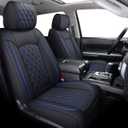 YIERTAI Truck Seat Covers Compatible with 2008-2025 Toyota Tundra Crewmax Double Cab Platinum SR SR5 PRO TRD Limited 1794 Edition Trims Waterproof Leather(5 PCS Full Set/Black-Blue)