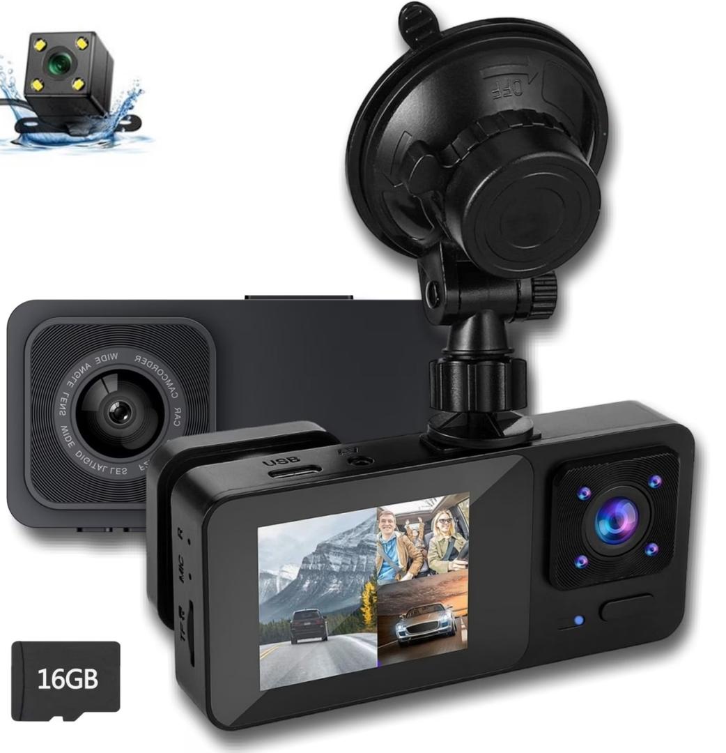 Dash Cam 1080P Front Rear Wide Angle Car DVR Dashboard Camera Recorder with 3 Inch Screen, G-Sensor, WDR,Night Vision, Loop Recording, Motion Detection, Car Black Box