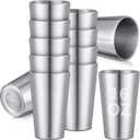 Ziliny 12 Pack 16oz Stainless Steel Cups Metal Pint Cup Tumbler Double Wall Vacuum Insulated Stackable Drinking Glasses for Beer Party Bar Travel Camping Home and Outdoor
