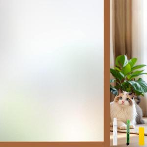 COUNTEWOL Window Privacy Film Frosted Glass Window Film Heat Blocking Window Tinting Film for Home Non Adhesive Static Cling Removable Frosting Bathroom Door (Pure, 23.6 x 78.7 Inch)