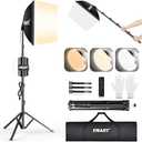 EMART Softbox Lighting Kit, 16"X16" Soft Box, 3000K-6000K 85W LED Bulbs with Remote, 65" Tripod, Professional Softbox Photography Lighting Kit for Studio Lights, Portrait, Video Recording(1PACK)