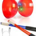 Rechargeable LED Diabolo Toy Set - Lightweight, Durable, with Vibrant Light Effects - Perfect for Beginners and Performers - Complete Kit with Sticks and Spare Strings (Red)