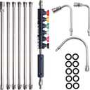 Xiny Tool Pressure Washer Extension Wand, 10 Pack Power Washer Lance with 5 Atomization Nozzle Tips,1 Gutter Cleaner Attachment Curved Rod, 1/4" Quick Connect, 4000 PSI