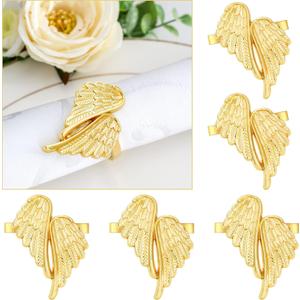 12 PCS Angel Wings Napkin Rings, Metal Wedding Birthday Home Table Decoration