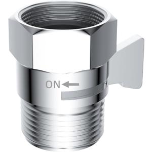 Hibbent All Metal 1 Pack Shower Head Flow Control Valve, G1/2 Brass Shut-off Valve with Metal Handle Lever, Shut OFF Water Flow Control Regulator for Handheld Shower, or Bidet Sprayer, Chrome (0.5 Inch)