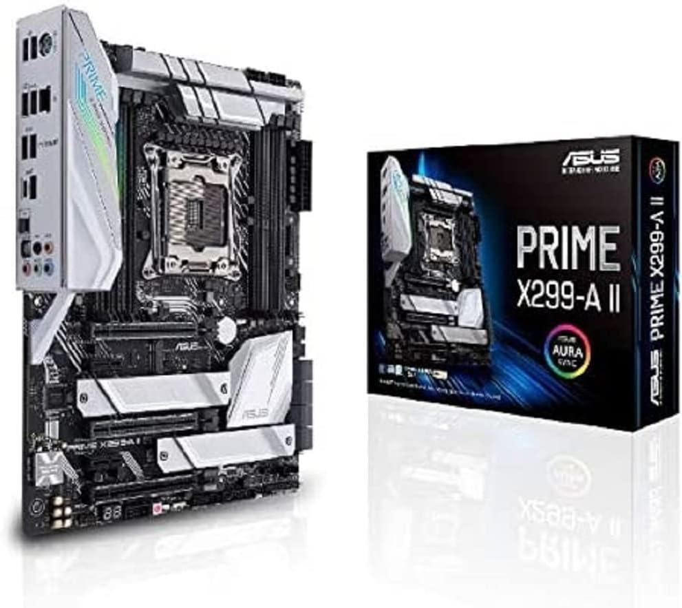 Asus Prime X299- A II ATX Motherboard (Intel X299) LGA 2066, 12 IR3555 Power Stages, DDR4 4266 MHz, Triple M.2, USB 3.2 Gen 2 Type-C, Intel LAN and Aura Sync RGB Lighting