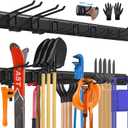 48'' All-Metal Garage Tool Organizer Wall Mount  Heavy-Duty Tool Rack Holds 450 lbs, Adjustable Hooks for Garage, Yard, and Garden Equipment (Black)