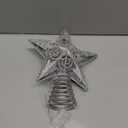 Juegoal Star Tree Topper with 20 LED Lights, Metal Silver Lighted Treetop Ornaments, Battery Powered Light Up Christmas Tree Decorations, 6.5 x 6.5 Inches