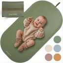 Beautiful Baby Diaper Changing Mat Made of Vegan Leather - Soft and Easy to Wipe Changing Pad for Travel or at Home Use - Lightweight and Foldable Mat That Perfectly Fits Into Any Diaper Bag (Sage Green)