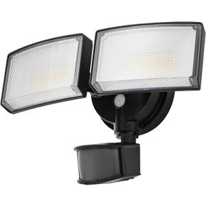 40W 4000 Lumen LED Security Lights with Motion Sensor Outdoor, 3000K/5000K Light, IP65 Waterproof, Dusk to Dawn, Dual-Head Motion Detected Flood Wall Light for Garage Yard Porch (Black)