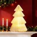 OBBOLO White Paper Christmas Tree, 15 Inch Honeycomb Christmas Tree Glow, White Honeycomb Trees Tabletop Decorations for Holiday Mantel Centerpieces
