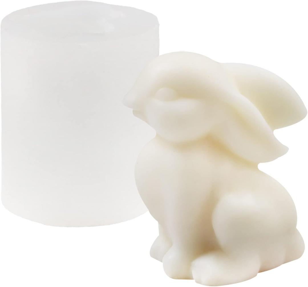 ZAKVOOR 3D Rabbit Candle Silicone Molds Easter Bunny Resin Casting Mould for DIY Candle Making Polymer Clay Craft Plaster Home Decoration