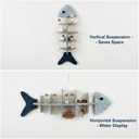 Wooden Fish Wall Shelf, 26.75" Vintage Fishbone Floating Shelves, Nautical Coastal Beach Theme Wall Decor, Distressed Wood Display Rack for Bathroom, Living Room, Lake House