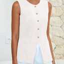 PRETTYGARDEN Blazer Vest Tops for Women Sleeveless Button Down Business Casual Outfits Work Suit Vests Waistcoat (White, S)