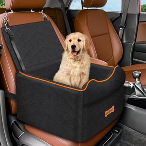 VavoPaw Small Dog Car Seat, Waterproof Dog Booster Seat with Thick Cushion & Safety Leash, Removable Car Back Seat Bed for 1 Small Dogs Under 25lbs, Pet Car Seat for Travel, Black
