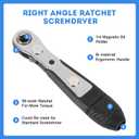Right Angle Screwdriver,42 PCS 1/4 Mini Ratchet Set,90 Degree Offset Ratcheting Wrench,Hex/Torx/Slotted/Phillips Magnetic Bits,Stocking Stuffers for Men&Women
