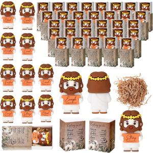 24 Sets Pocket Jesus Loves You Figures Little Positive Jesus Figures Christian Gifts Bulk with Match Storage Box, Small Religious Figurines for Sunday School Church Members, Adults Coworkers