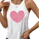 SweatyRocks Women's Sequin Heart Camisole Sparkly Sleeveless Crew Neck Cami Tops Medium
