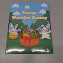 Easter Bunny Decorations for Home Table,6 PCS Spring Wooden Peeps Centerpiece Signs Decor with Hemp Rope for Indoor Office Tiered Tray,Easter Basket Stuffers Wood Gifts Stuff for Mantel Shelf Bathroom