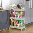 SOLEJAZZ 3 Tier Rolling Storage Cart with Wheels Slim Craft Nail Makeup Snack Art Baby Utility Cart Organizer on 2 Lockable Wheels for Bathroom Laundry Room Kitchen Bedside Narrow Spaces, Gray