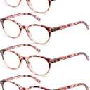 OLOMEE Blue Light Blocking Reading Glasses Women +3.00 Ladies Small Round Readers Blue Ray Circular Cheaters for Small Head/ Face Tortoise Shell 4 Pack