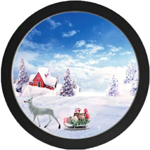 Round Photo Frame Wooden Wall Hanging Picture Frames for Home Office Wall Decor (Black, 8 inch)