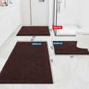 Smiry Luxury Chenille Bathroom Rugs 59x24, Extra Soft and Absorbent Shaggy Bath Mat, Machine Washable, Non-Slip Plush Carpet Runner for Tub, Shower, and Floor, Home Decor Accessories, Brown
