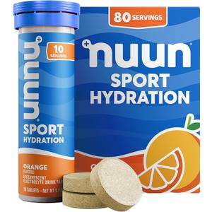 Nuun Sport Electrolyte Tablets with Magnesium, Calcium, Potassium, Chloride & Sodium, Gluten Free & Vegan, Orange, 5 Pack (80 Servings Total) (EXP 09/01/27)