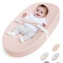 COMOMY Baby Changing Pad with Wipeable & Waterproof PU Cover, Contoured Diaper Changing Pad for Dresser with Non-Slip Safety Belt, Portable and Lightweight, Large Cushioned Foam, Pink
