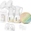 NCVI Double Electric Breast Pump XB-8122-2 with 4 Modes 9 Levels, Breastfeeding Pump with 21/24mm Flanges, Rechargeable Milk Pump Ultra-Quiet for Home & Travel, LED Touchscreen (Orange-21/24 Flanges)