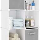 Stackable Closet Organizers and Storage 6 Cube Storage Organizer Closet Organizer for Bathroom Closet Storage for Wardrobe (38x38x12'', White)