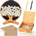 Wooden Funeral Guest Book Set for Memorial Service Celebration of Life Decorations Loving Memory Guestbook Included Share a Memory or Words of Love Cards Pen Table Sign(Tree of Life)