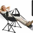 Hammock Swinging Rocking Camping Chairs with Footrest for Adults up to 400lbs,Folding Portable Chair with Cup Holder and Pillow,Heavy Duty Chair for Beach,RV Travel,Hiking