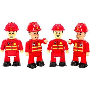FUNERICA Toy Figures & Playsets - Fireman Action Figures for Kids - Firefighter Figurines - Little People Figures for Play, Fire Trucks, Fire Station Playsets - Mini People Community Helpers (4-Pack)