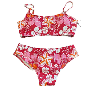 Women's Tie Shoulder Bikini Swimsuit Floral High Waisted 2 Piece Bathing Suit, Size XL