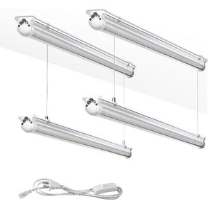 4Pack 8FT LED Shop Light Garage Lights,100W 6000K 15000LM White Light,Hanging/Surface Mount,Plug and Play,Super Bright T8 Tube Light,Linkable LED Shop Lights for Warehouse Workshop Basement