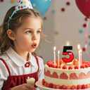 Large 3D Cartoon Mouse Number 5 Birthday Candles, 5 & 2.76 Inches Cake Topper for Boys Girls Kids, Black and Red Animated Theme Birthday Decorations for Anniversary Celebrations (Number 5)