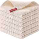 Kitinjoy 100% Cotton Kitchen Dish Cloths, 6-Pack Waffle Weave Dish Towels for Drying Dishes Super Soft Absorbent Quick Drying Dish Rags, 12 X 12 Inches, Beige