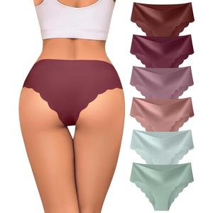 Womens Breathable Seamless Thong Panties No Show thongs Workout Thongs Women Comfortable Thong Underwear Sexy 6 Pack, Medium