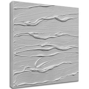 zoinart White Textured Canvas Wall Art, Hand Painted 3D Oil Painting on Canvas, 24 x 24Inches Abstract Texture Artwork White Wall Decor