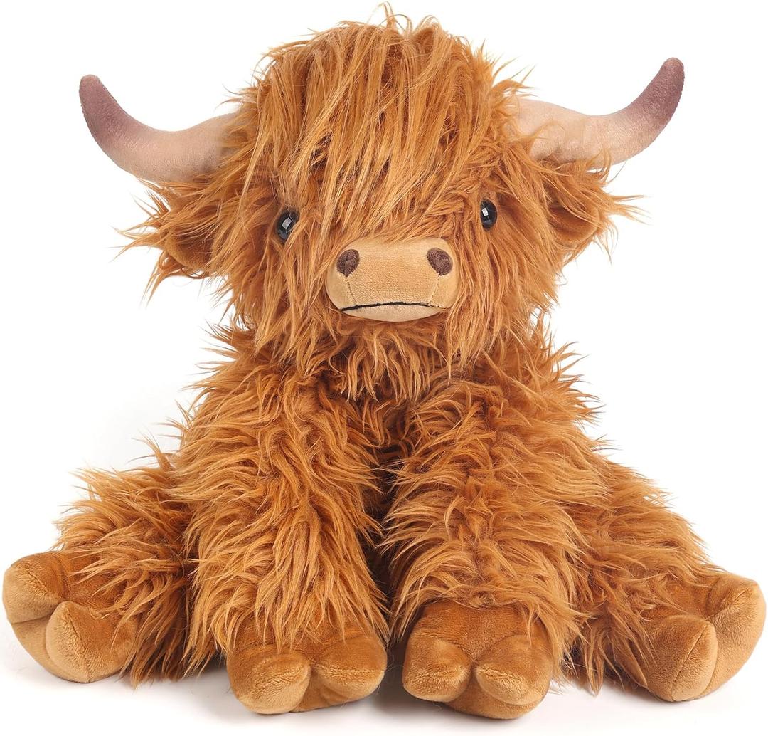 Highland Cow Stuffed Animals, Microwavable & Weighted Stuffed Animal, Highland Cow Plush for Warmth Comfort, Heatable Coolable Lavender Scent Toy, Cute Soft Plushies Gifts for Kids Boy Girl and Adults
