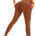 Women's Legging Pants,High-Waisted Leggings, Soft Opaque Skinny Belly Control Pants Running, Cycling, Yoga Pockets (Medium, Coffee)