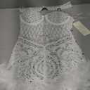 Sexy Feather Rhinestone Backless Mesh Sheer Burlesque Outfit Nightout Clubwear Birthday Party Dress (Medium, 027white)
