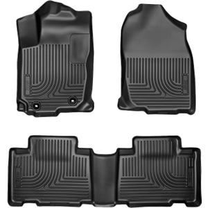 Husky Liners Weatherbeater Floor Mats | Fits 2013-2018 Toyota RAV4 (Excludes Hybrid) | Front & 2nd Row, 3-pc Black - 98971