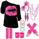 Women Costume Wig Set Long Curly Brown Wig with Headband Earrings Necklace Bracelet Party Halloween Accessories