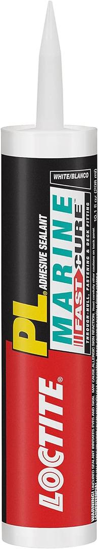 Loctite PL Marine Fast Cure Adhesive Sealants, Waterproof Construction Glue for Fiberglass, Vinyl, Glass & More - 10 fl oz Cartridge, Pack of 1 (Single)
