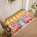 Tinideya Spring Doormat Flower Shop Welcome Door Mat 27.6 x 15.7 Inch Cute Floral Cottage Mat with Sunflower Windows Artificial Coir Non Slip Entrance Rugs for Home Indoor Outdoor Front Bathroom Decor