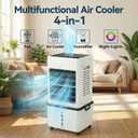 Swamp Cooler, 4-in-1 Portable Air Conditioners with 6 Speeds & Remote, Evaporative Swamp Cooler with Night Light, 24H Timer, 2.64 Gal (10L) Detachable Water Tank for Bedroom Office